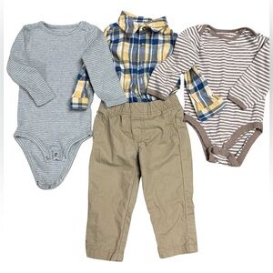 Baby boy 3 Bodysuits and Pants Set 12-18m